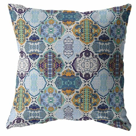 PALACEDESIGNS 18 in. Trellis Indoor & Outdoor Throw Pillow Orange & Blue PA3675531